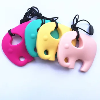 

New 10pcs/lot Silicone baby chew teething Elephant Silicon teething pendant necklace-baby large elephant pendant