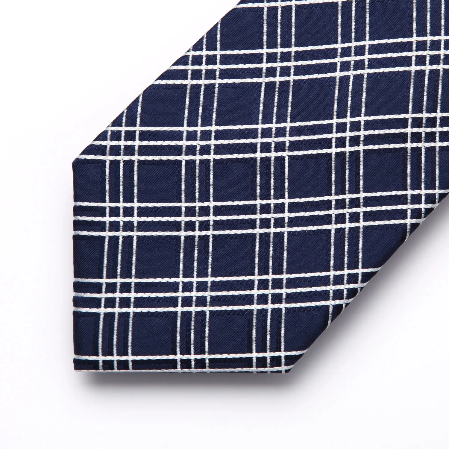 TC811V8S темно синий белый клетчатый шелковый галстук 3 4 &quotСвадебный кармашек для