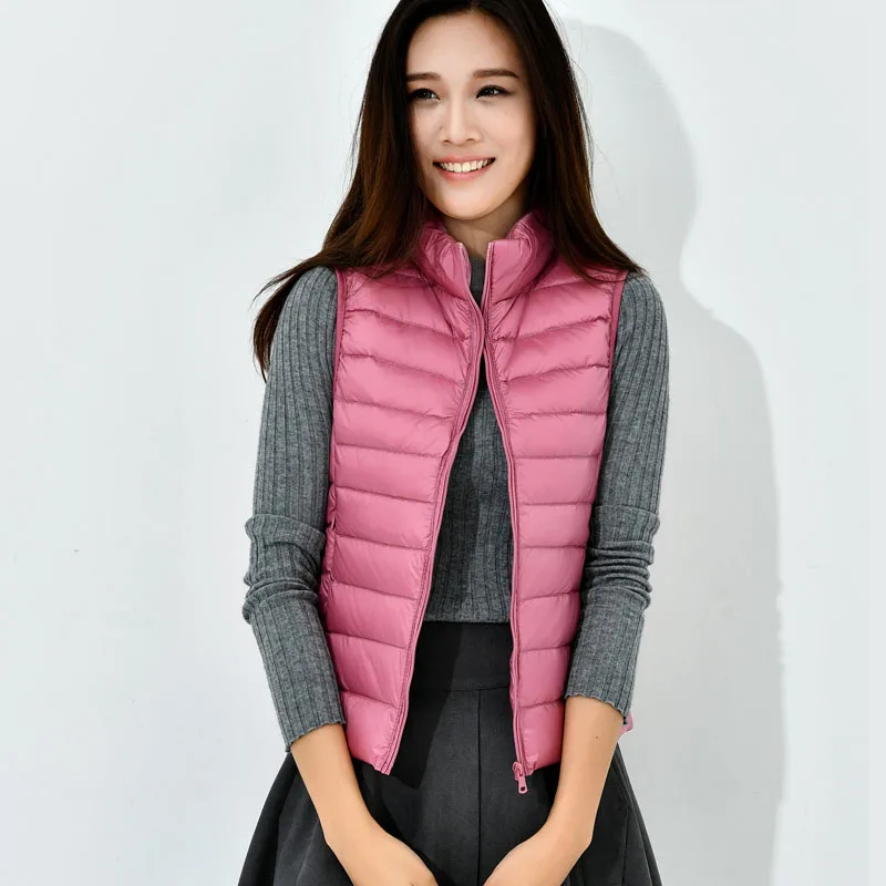 90 White Duck Down Vest Women Ultra Light Warm Vest Femme Jacket Coat