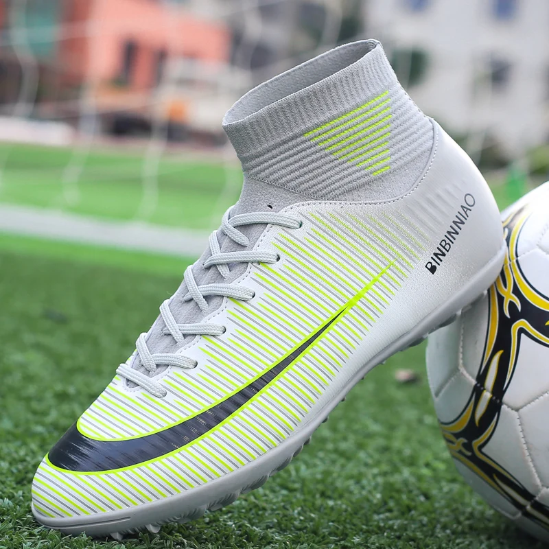 Picos de Futebol Botas de Futebol Botas de Tornozelo Short dos Homens Chuteiras Alta Encabeça Longo & Spikes Chuteiras Tênis Relvado Interior Futsal