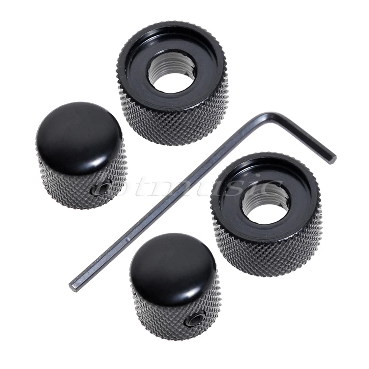 

2Pcs Black Metal Dual Screw style Control Knob for Dual Pot NEW