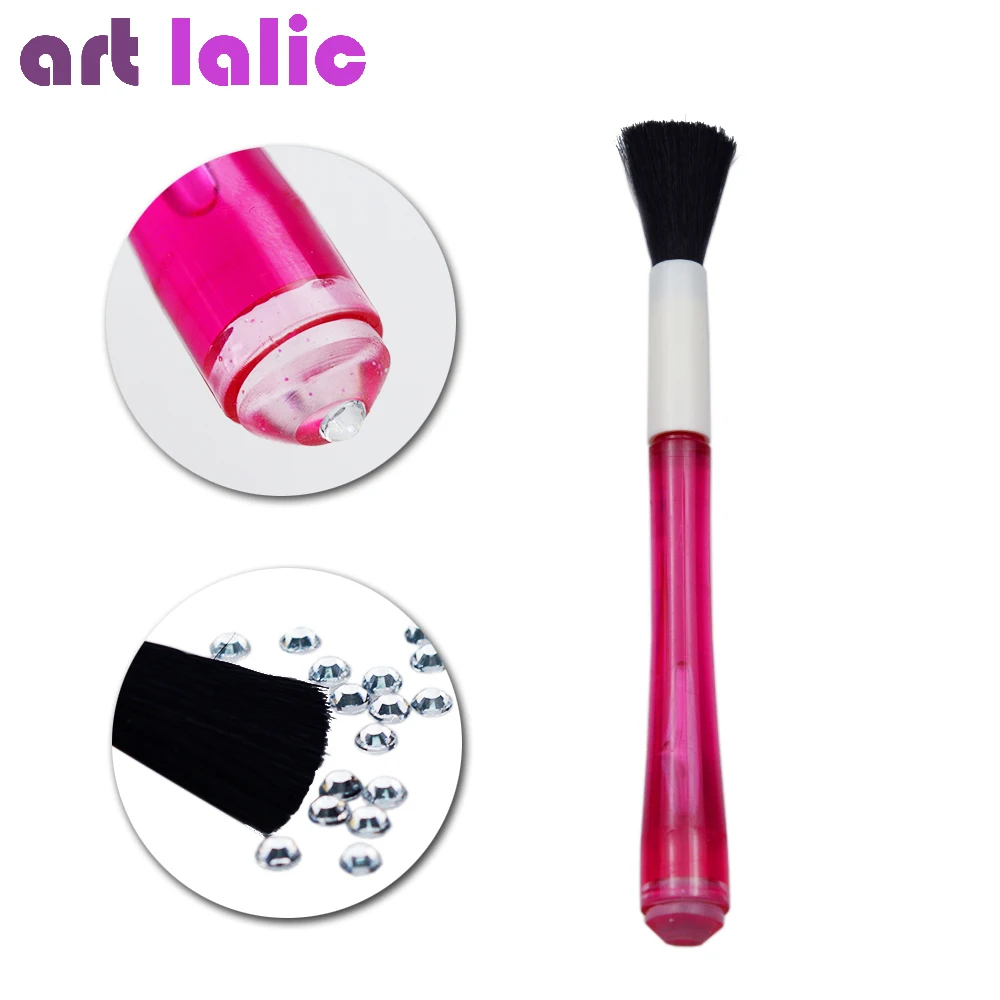 

Dual-ended Nail Art Dotting Pen with Brush Rhinestones Gem Picker Silicone Head Point Pen Dust Glitter Remover