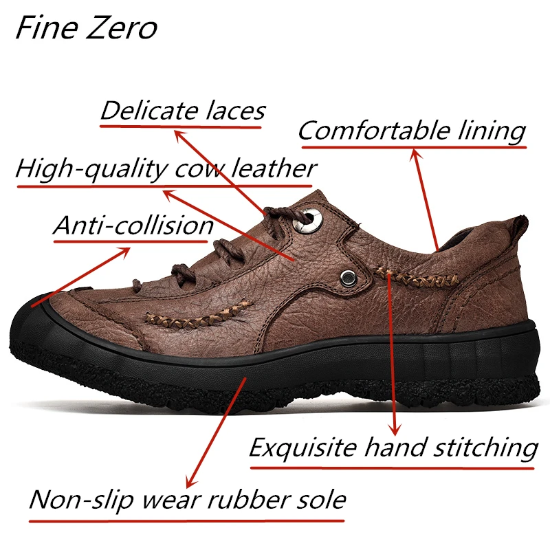 Men's Waterproof Hiking Shoes Travel Shoes Outdoor Non-slip Wear Hunting Sneakers Genuine Leather Trekking Climbing Sports Shoes