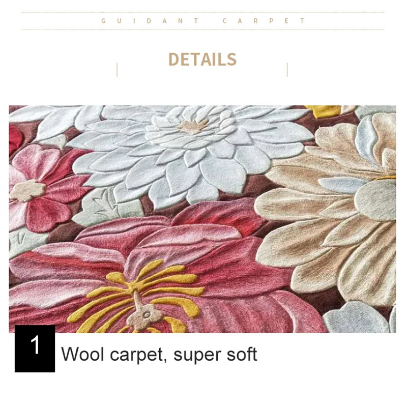 European And American 100% Wool Floral Carpet For Living Room Bedroom Hallway Corridor Fashion Floral Modern Pattern Carpets 4