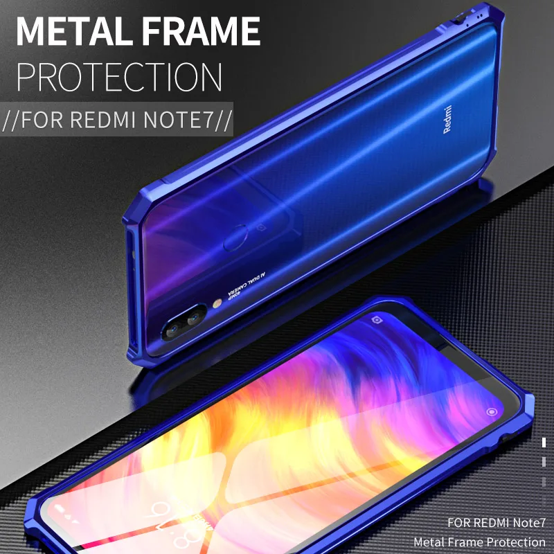 

For Xiaomi Redmi Note 7 cases cover Aluminum Metal bumper Frame For Xiaomi Redmi Note 7 Pro cover coque shockproof