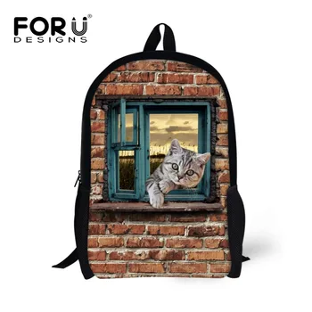 

FORUDESIGNS New Popular Litter Cat School Bags Children Printing Cute Carton Animal Schoolbag For Boys And Girls Children Daily