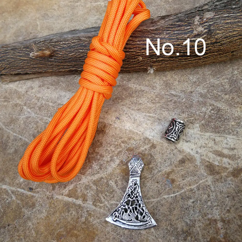Norse Viking Runes Beads Pendant Paracord Diy Set Braided Bracelet Men Bracelets Thor Hammer Rope Bangles for Men Jewelry Gifts (10)