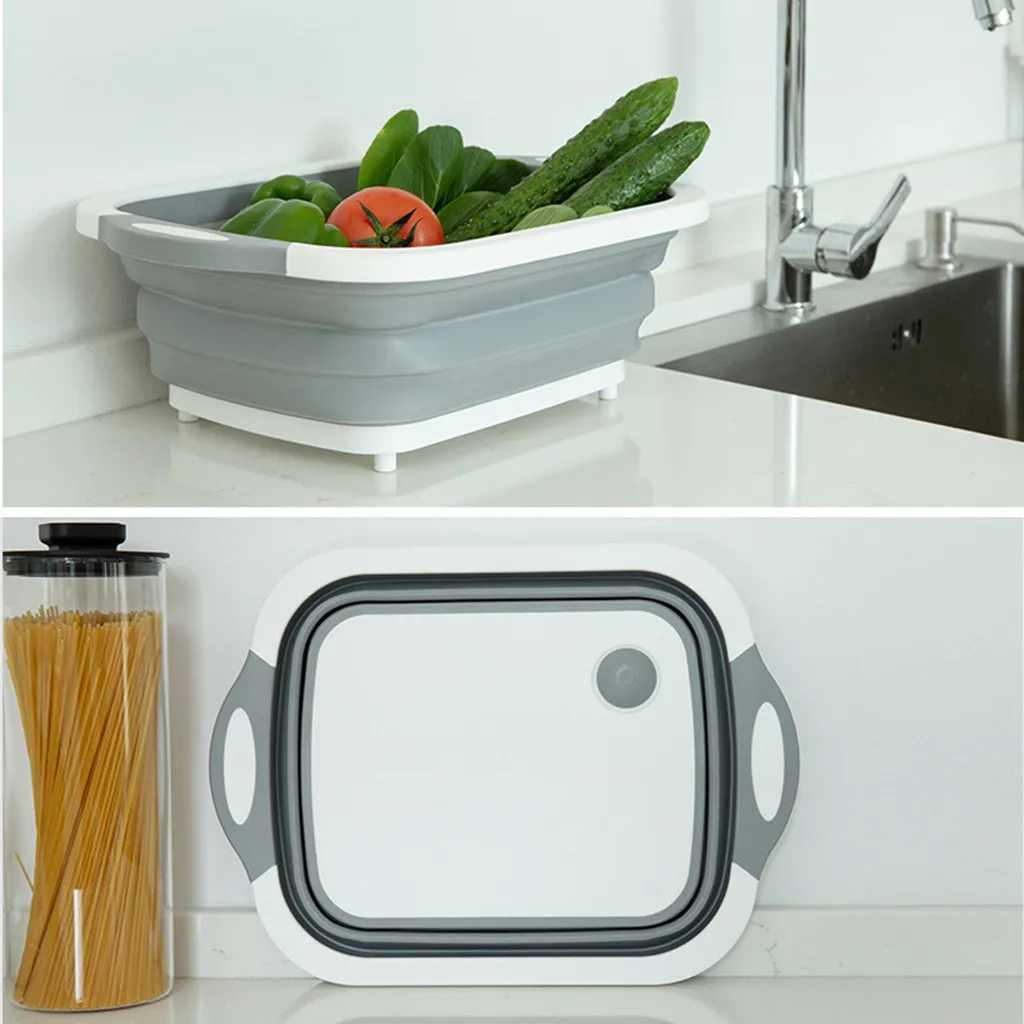 

Foldable Silicone Colander Fruit Vegetable Washing Basket Strainer Strainer Collapsible Drainer With Handle Kitchen Tools *2