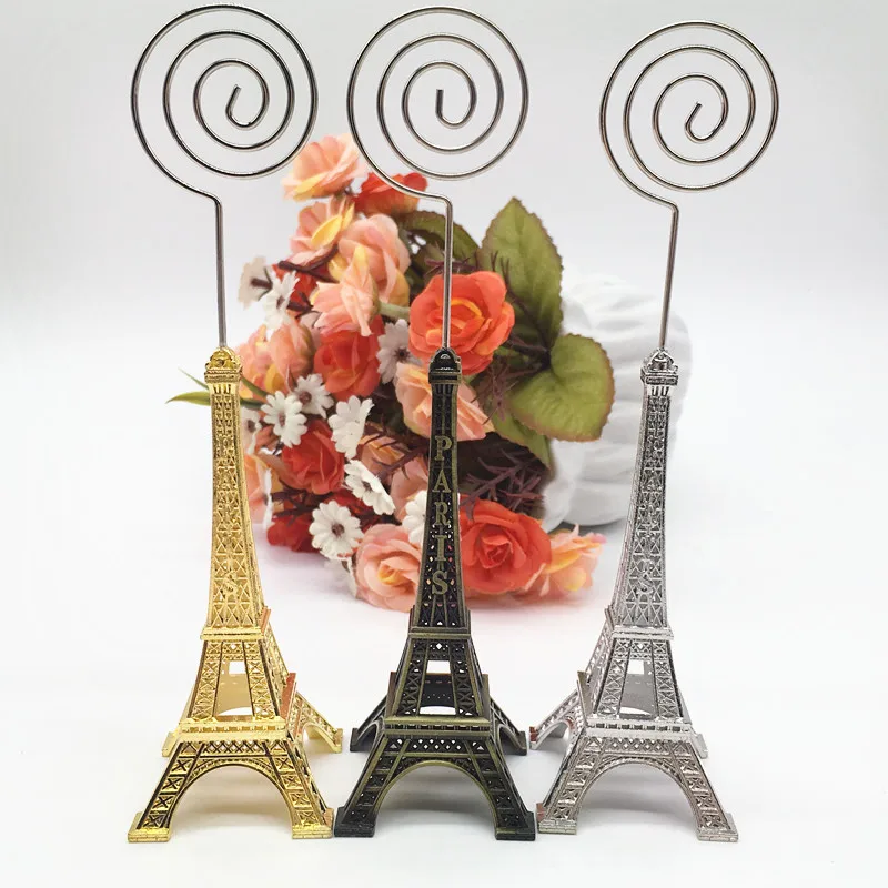 

12pcs/lot Wedding Name Card Holders Paris Style Party Supplier Paris Eiffel Tower Place Card Holder with Name Place Tags