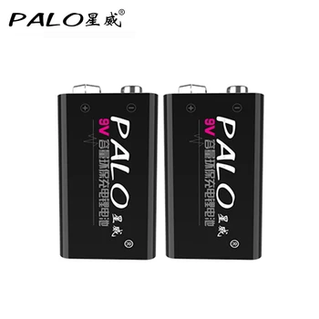 

PALO 2pcs 600mAh 9V Rechargeable Polymer Lithium Batteries For Remote Control Microphone Massager Multimeter Smoke Sensors