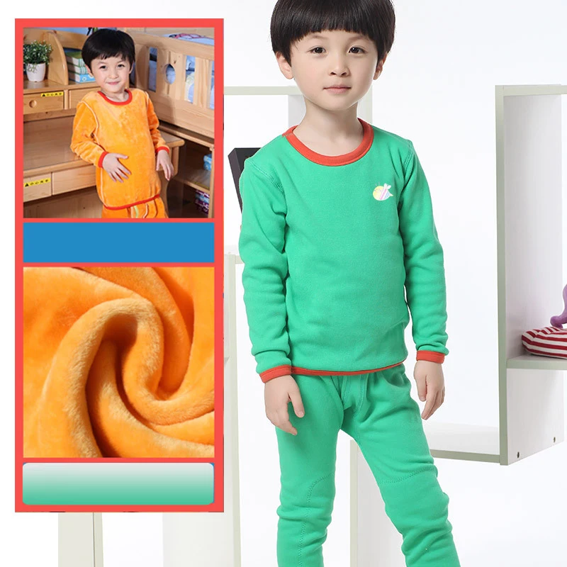 Zerlos/комплект зимнего термобелья для мальчиков и девочек, подштанники, детская теплая одежда, Вельветовая плотная теплая одежда высокого качества, 100 - Цвет: 5