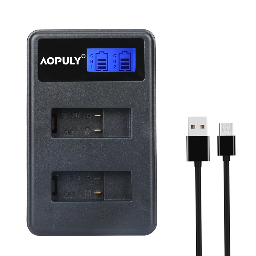 AOPULY Gopro 5 battery Charger LCD Dual USB Charger for Gopro Hero5 4K