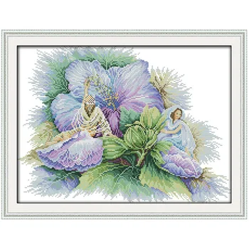 

Purple Beautiful Faery Counted Cross Stitch DIY 11CT 14CT Cross Stitch Sets Chinese Cross-stitch Kits Embroidery