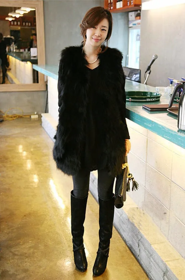 

Free Shipping New Women Genuine real natural raccoon Fur Vest Women's Long Gilet Jacket Warm Coat custom big size bust 80-120