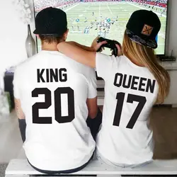 EnjoytheSpirit пара футболка King queen 01 футболки забавные совпадения парные футболки Подарок на годовщину свадьбы хлопковая летний топ