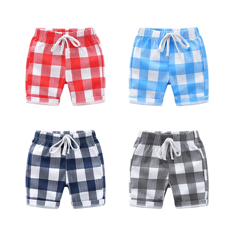 

Hot selling boys summer beach shorts children fashion cotton plaid soft short pants 2019 new kids boys casual sports clothing