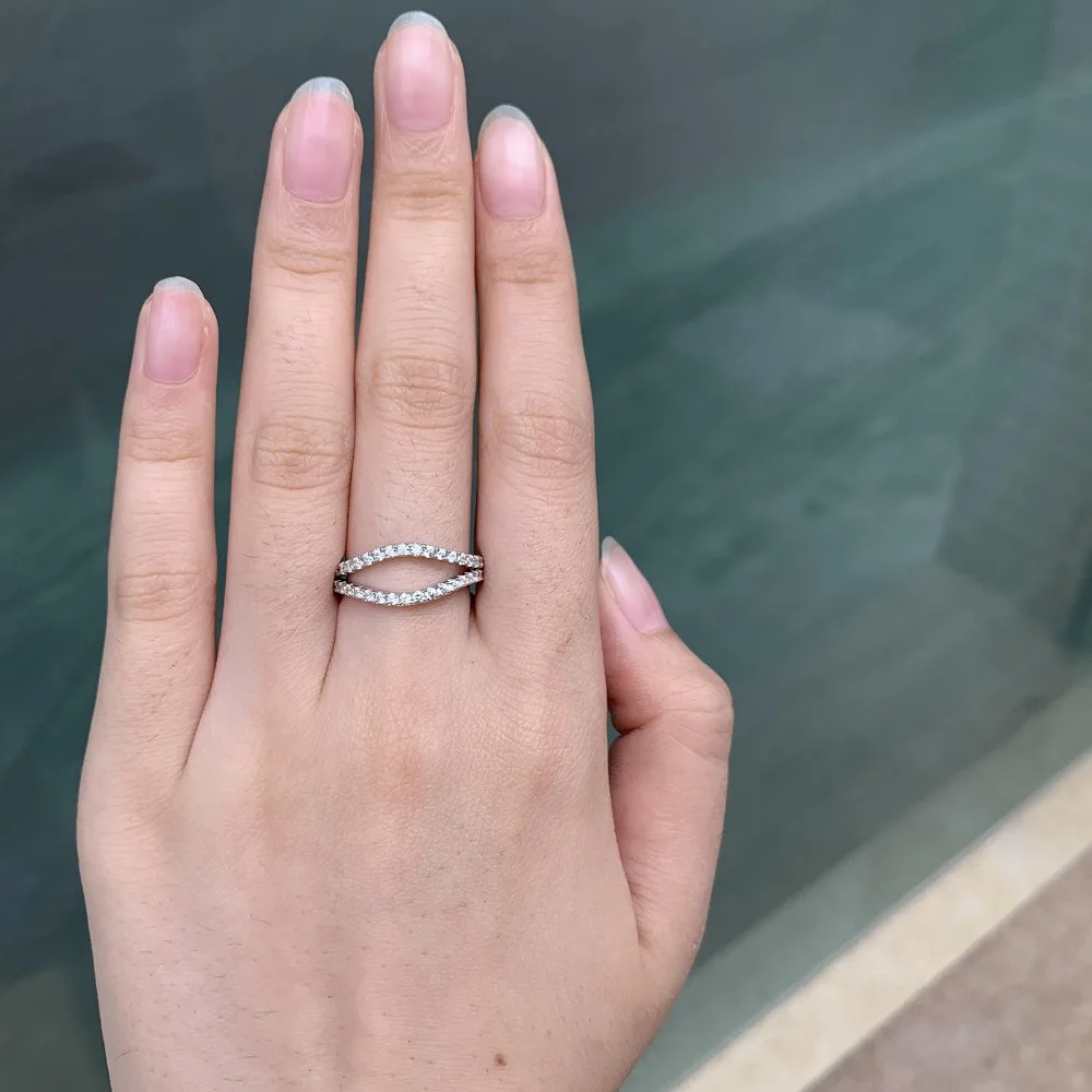 Newshe обручальное кольцо из стерлингового серебра 925 пробы, обручальное кольцо для женщин, Кривая волна дизайн AAA модное украшение из фианита