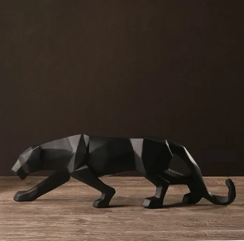 

Modern Abstract Black Panther Sculpture Geometric Resin Leopard Statue Wildlife Decor Gift Craft Ornament Accessories Furnishing