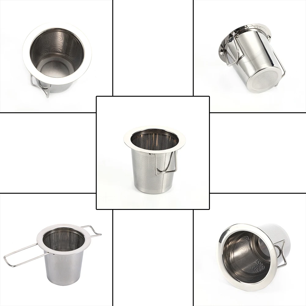 1 Pc Reusable Stainless Steel Tea Strainer Loose Tea Leaf Spice Filter Folding Handle Tea