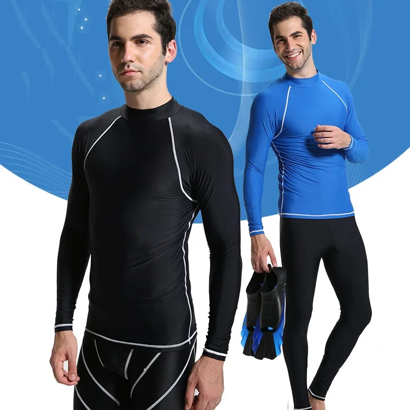 SBART Solid Swimwear Men spandex Rash Wetsuit compression tights wears