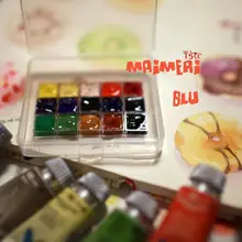 Maimeri, Италия, импортные, мериносовые, голубые, колибри, цвет воды, пигмент, самоцветные, 15 цветов, дозирующая посылка