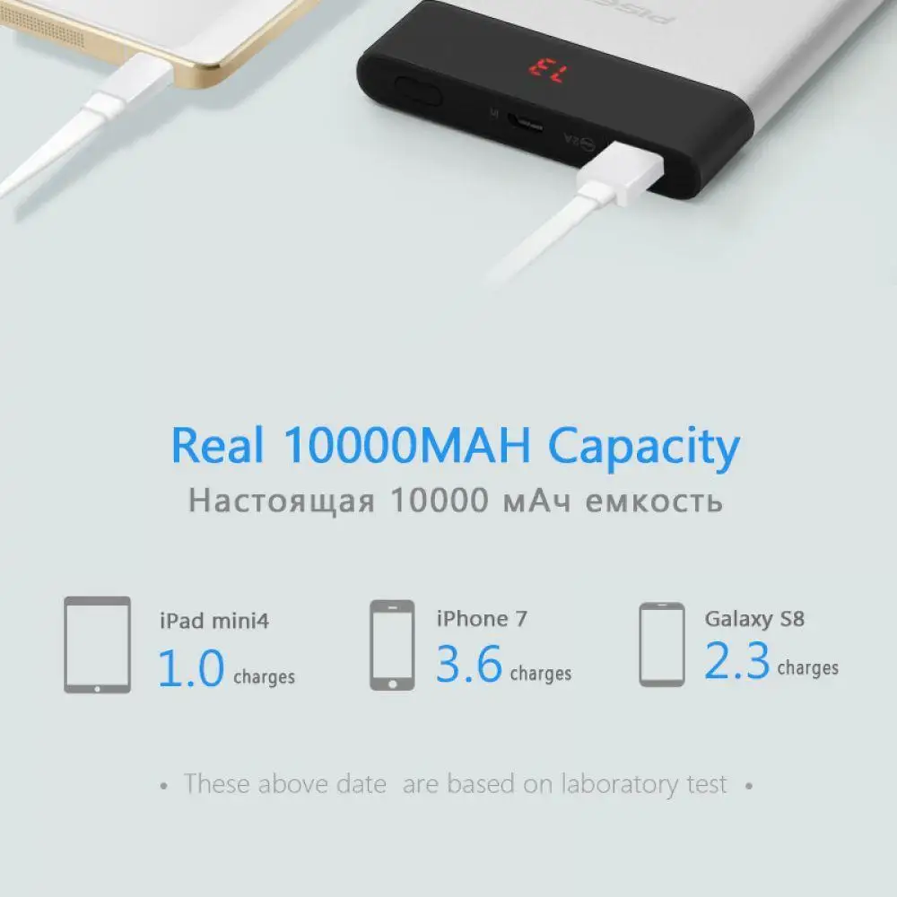 PISEN светодиодный тонкий внешний аккумулятор 10000 мАч портативный ультра-тонкий литий-полимерный внешний аккумулятор светодиодный дисплей внешний аккумулятор для телефонов и планшетов