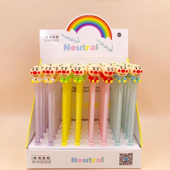 

4 Pcs/set Cartoon 0.5mm Japanese Anime Anpanman Bread Man Silicone Gel Pens Black Ink Signature Pens Student Stationery Gifts