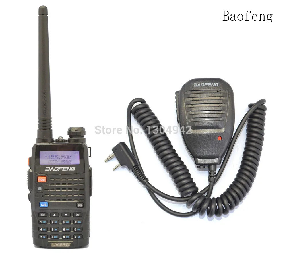 

Black BAOFENG UV-5RC VHF/UHF Dual Band ham walkie talkie + BaoFeng Speaker Mic Handy Radio Receiver With Headfone