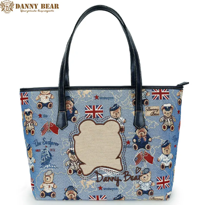 Danny Bear Women Blue Shoulder Bags Brand Designers Ladies Fashion Tote