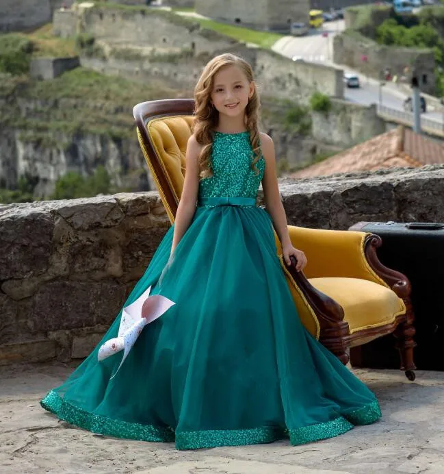 flower girl dress emerald green
