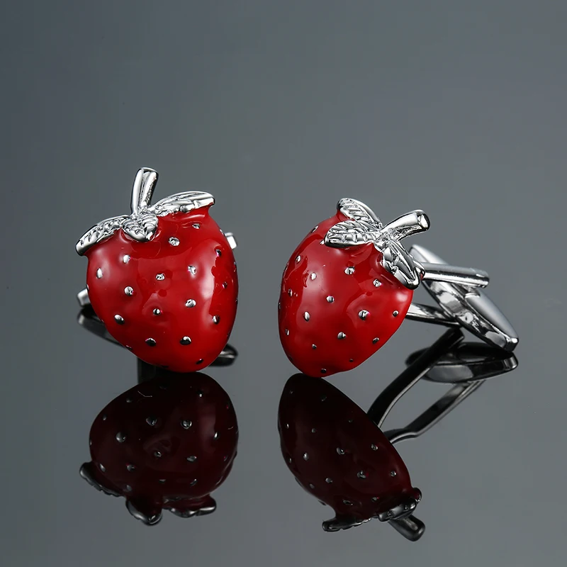 

DY The new high quality strawberry red Cufflinks fashion Men's French shirt Cufflink free shipping