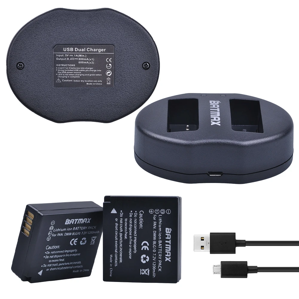 Batmax 2 шт. DMW-BLG10 DMW BLE9 DMWBLG10 батарея + USB двойное зарядное устройство для Panasonic BLG10E BLG10GK