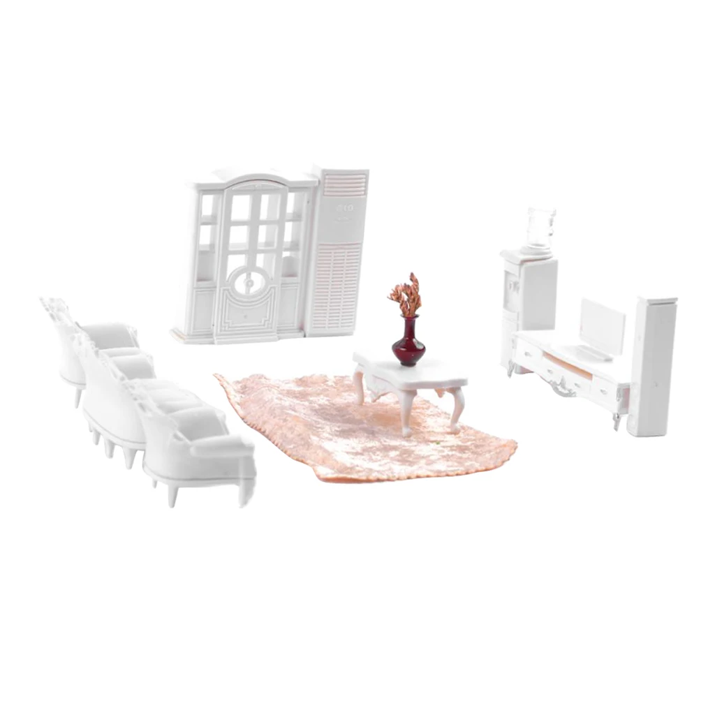 1:25 Scale Modern Style Living Room Furniture Set Sofa Table Model Kids DIY Layouts Living Room Sofa Table Set Kit Model