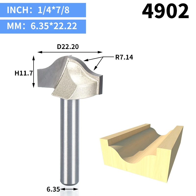 HUHAO 1 шт. фреза для обрезки 1/" 1/4" хвостовик Деревообрабатывающие инструменты обрезные фрезы фрезерный станок с ЧПУ для дерева - Длина режущей кромки: 4902