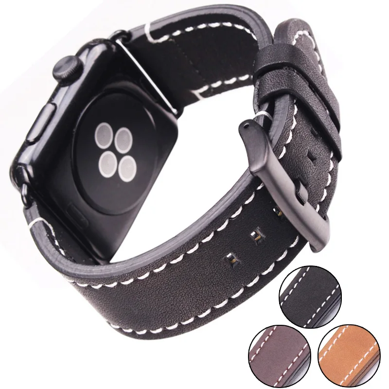 Винтажный ремешок для часов HENGRC 42 мм 38 Apple Watch браслет из натуральной кожи Iwatch