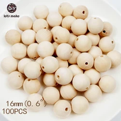 Let's Make Round Maple Wood Teething Beads 100pc Unfinished Car Seat Accessories Baby Seat Hanging Materials Wooden Teether