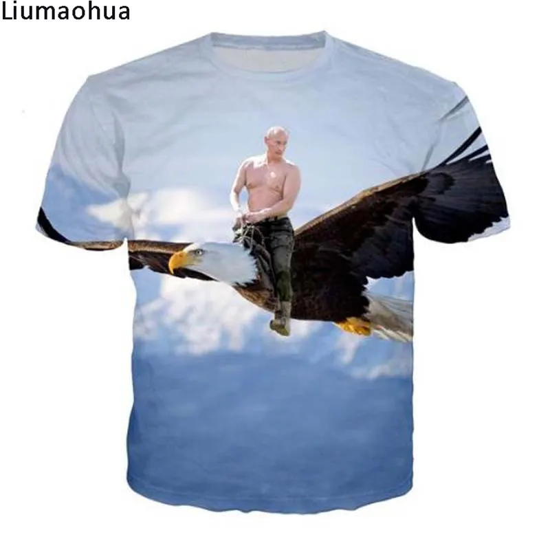 Новый Harajuku Горячая Россия Aquila Футболка Путин Stampa 3D футболка круглый средства