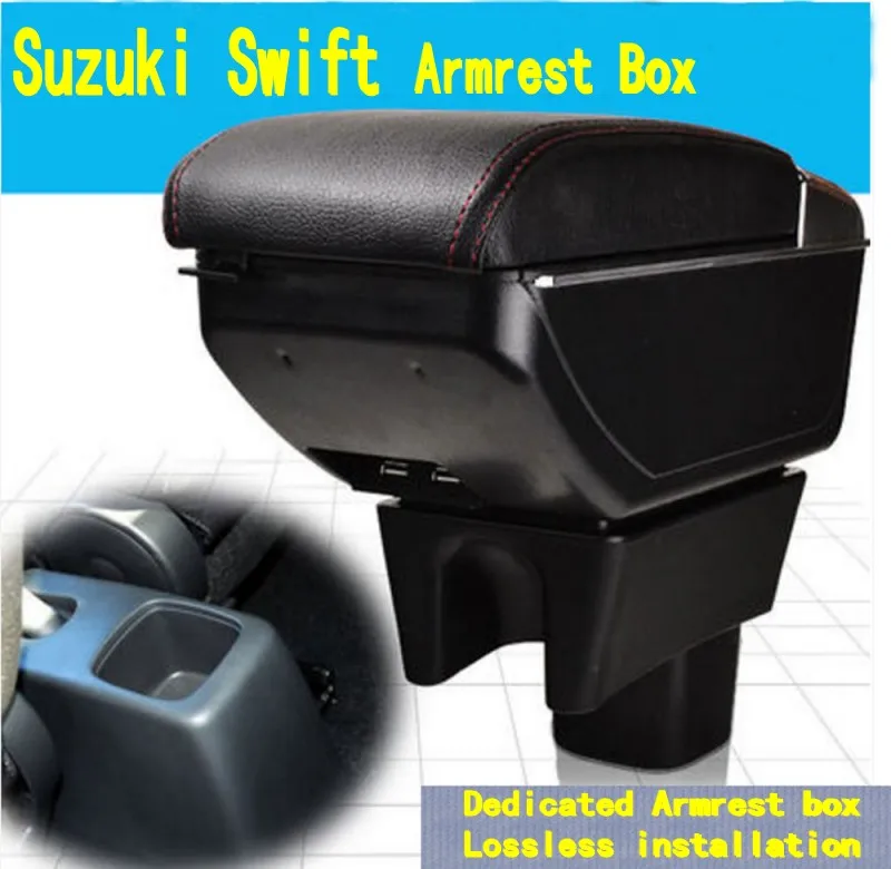 For Suzuki Maruti DZire Swift armrest box central Store content box with cup holder ashtray decoration With USB interface for chery tiggo 2 3x 2016 2017 2018 armrest box central store content box with cup holder ashtray decoration with usb interface