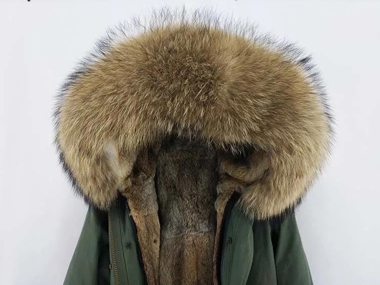 Парка из натурального меха, мужская зимняя куртка, натуральный мех кролика, пальто с капюшоном, природный енот, собачья подкладка, куртка, Мужская куртка из натурального меха