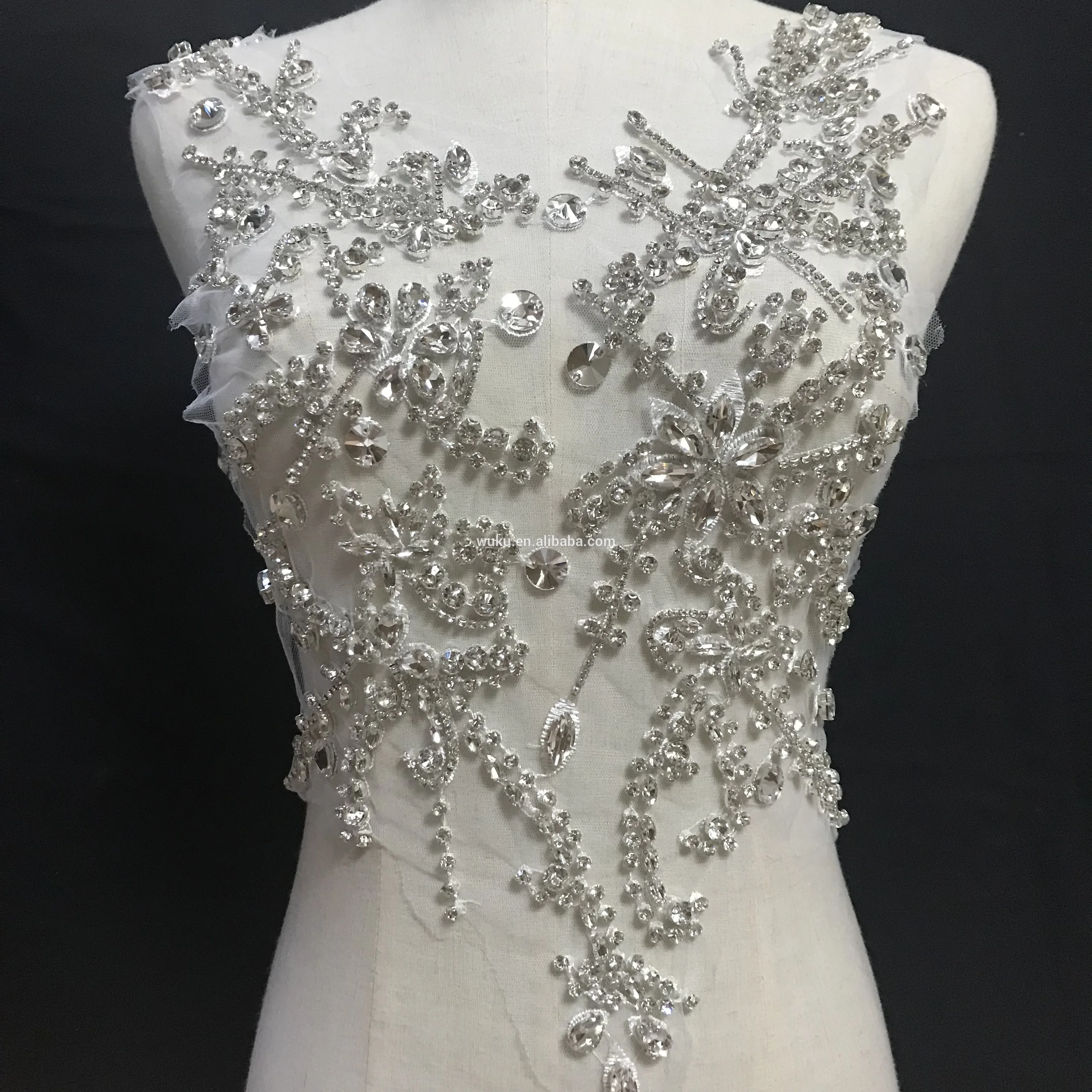 

DIY top set sew on lace encrusted appique patch
