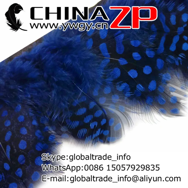 

Made in CHINAZP Factory 10yards/lot Good Quality Dyed Navy Blue Guinea Polka Dot Hen Plumage Feather Trim