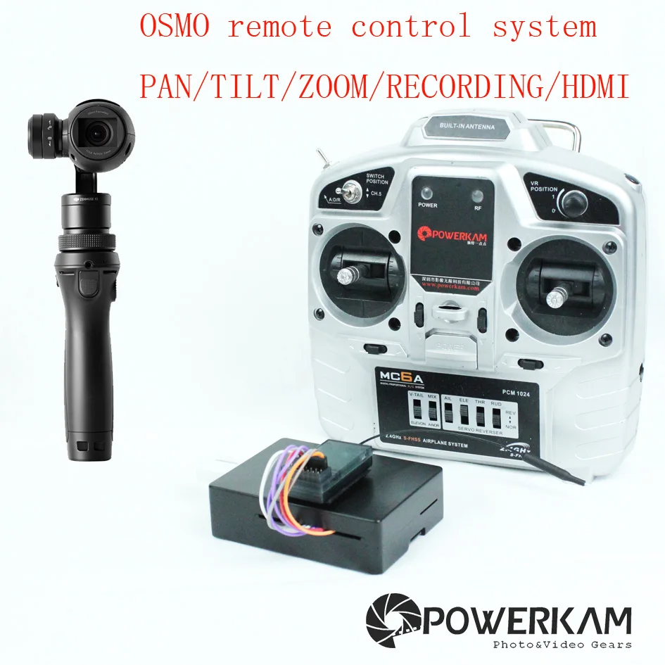

POWERKAM RC remote control system for DJI osmo mobile,osmo,osmo+,somo pro,osmo raw with zoom,rec,pan,tilt,hdmi out,center