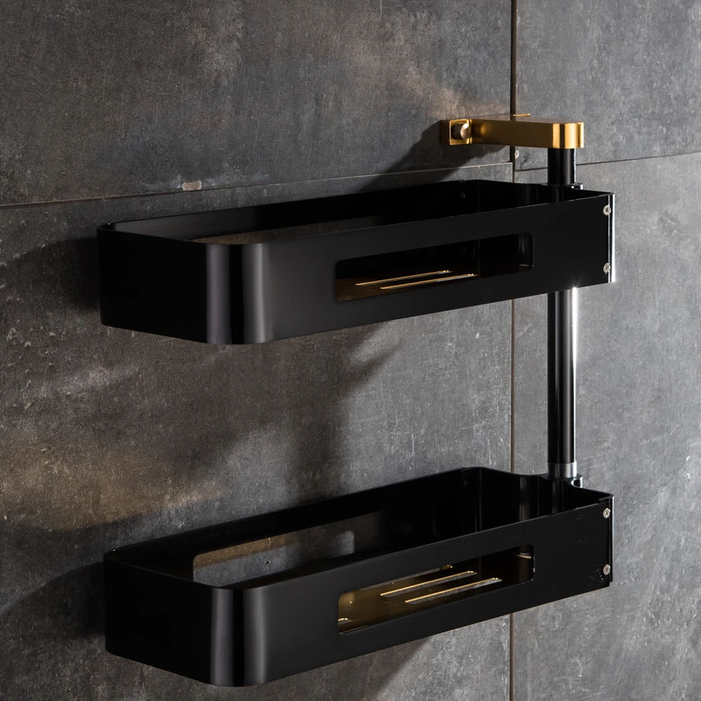 3Luxury Rotate Kitchen Shelves Bathroom Shelves Multi Function 2-3 Tier Bathroom Shelves Cosmetic Shelves Shampoo Towel Rack Mci13