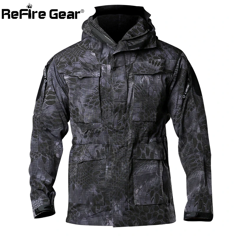 Мужская камуфляжная куртка ReFire Gear водонепроницаемая ветровка с капюшоном в