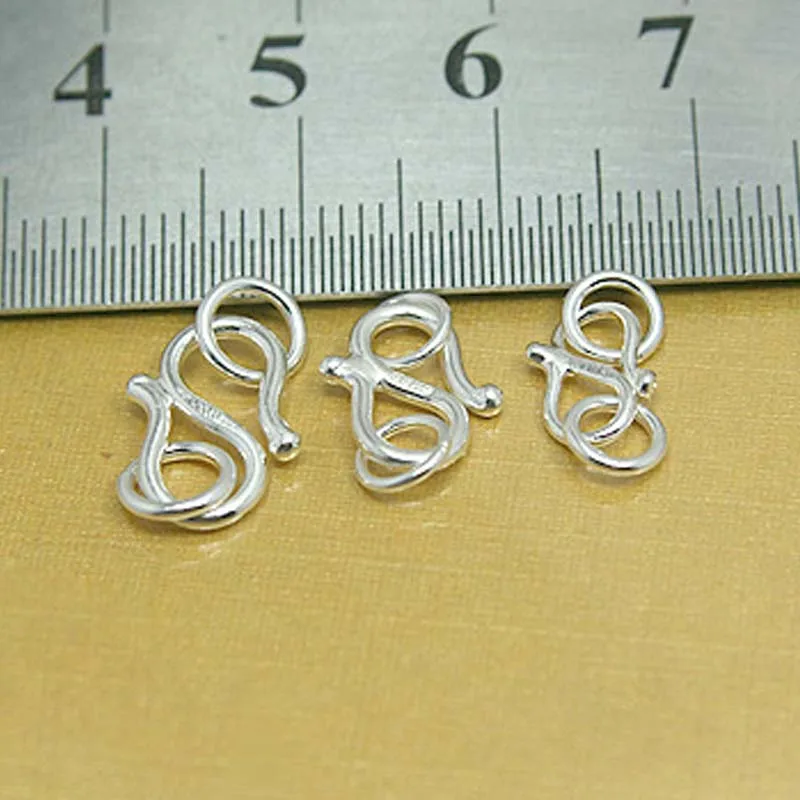 3pcs Genuine Real Pure Solid 925 Sterling Silver S Hook Fish Clasps Claw Jewelry Making Findings Necklace Bracelet Clasp