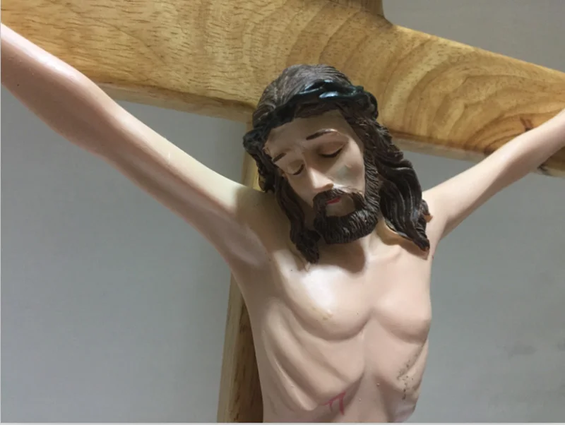 Соборные распятия из массива дерева распятие украшения Иисуса вышивка крестиком ягненка Божия фигура Iesus деревянные фигурки 53,8 см