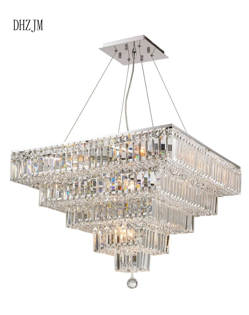 MODULAR 5 TIER CRYSTAL CHANDELIER 66CM SQUARE CHROME FIXTURES CHANDELIER LIGHTING FIXTURES LED