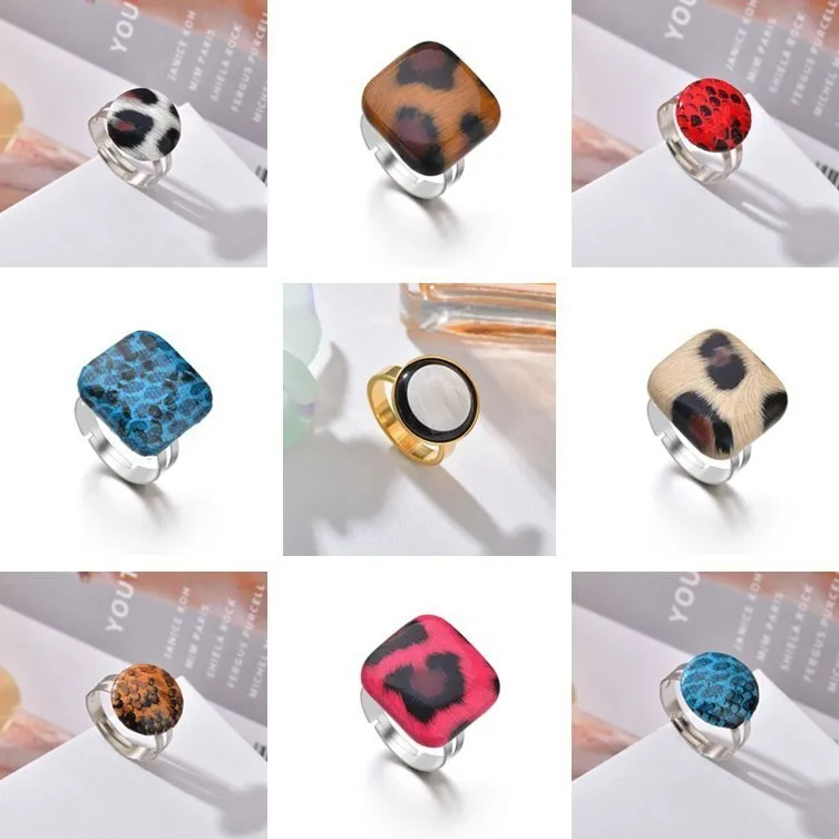 

Imitation Leather Leopard Ring Exaggerated Big Ring Sexy Ladies Men's Simple Ring Opening Adjustable Wedding Party Fashion