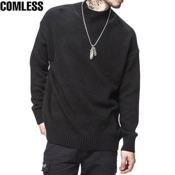 

2017 New Trend Winter Hip Hop Sweater Men Casual Cashmere High Collar Pullover Men's Japanese Loose Style Fashin Design Sweaters