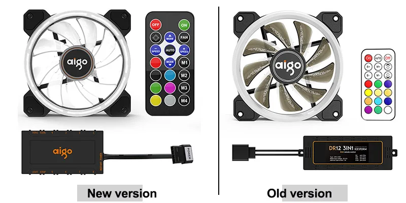 Aigo DR12 RGB чехол вентилятор для компьютера Вентилятор охлаждения регулировка скорости 120 мм бесшумный ИК пульт дистанционного управления компьютер охлаждающий RGB чехол для ПК Вентилятор